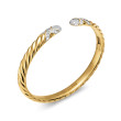 Sculpted Cable X Cuff Bracelet in 18K Yellow Gold with Diamonds, 6mm