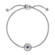 Evil Eye Bracelet in Sterling Silver with Light Blue Sapphires, Black Diamonds and Diamonds, 11mm