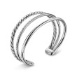 DY Mercer™ Three Row Cuff Bracelet in Sterling Silver with Diamonds, 10mm