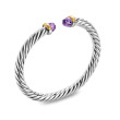 Cable Flex® Bracelet in Sterling Silver with 14K Yellow Gold and Amethyst, 6mm