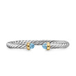 Cable Flex® Bracelet in Sterling Silver with 14K Yellow Gold and Blue Topaz, 6mm