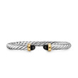 Cable Flex® Bracelet in Sterling Silver with 14K Yellow Gold and Black Onyx, 6mm
