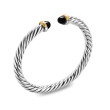 Cable Flex® Bracelet in Sterling Silver with 14K Yellow Gold and Black Onyx, 6mm