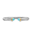 Cable Flex® Bracelet in Sterling Silver with 14K Yellow Gold and Turquoise, 6mm