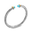 Cable Flex® Bracelet in Sterling Silver with 14K Yellow Gold and Turquoise, 6mm
