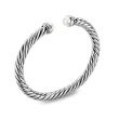 Cable Flex® Bracelet in Sterling Silver with Pearls and Diamonds, 6mm