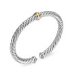 Cable Flex® Center Station Bracelet in Sterling Silver with 14K Yellow Gold, 6mm