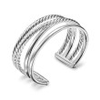 Bold Crossover Multi Row Cuff Bracelet in Sterling Silver, 24.4mm