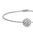 Sculpted Cable Center Station Chain Bracelet in Sterling Silver with Diamonds, 10mm