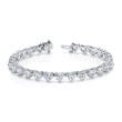 19.28 Carat Platinum Heart Shape 3-Prong Straight Line Bracelet