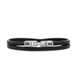 Streamline® Double Wrap Bracelet in Black Leather with Sterling Silver, 4mm