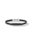 Deco Bar Station Black Leather Bracelet with Black Onyx