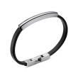 Deco ID Bracelet in Black Leather with Sterling Silver, 7mm