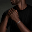 Deco ID Bracelet in Black Leather with Sterling Silver, 7mm
