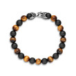 Spiritual Beads Alternating Bracelet in Sterling Silver with Tigers Eye and Black Onyx, 8mm