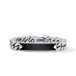Curb Chain ID Bracelet in Sterling Silver with Black Onyx