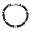 Hex Bead Bracelet in Sterling Silver with Black Onyx