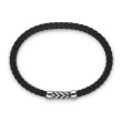 Chevron Bracelet in Black Rubber with Diamonds and Sterling Silver, 6mm