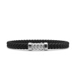 Chevron Bracelet  in Black Rubber with Sterling Silver, 6mm