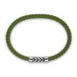Chevron Bracelet in Green Rubber with Sterling Silver, 6mm