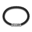 Chevron Bracelet in Black Rubber with Diamonds and Sterling Silver, 9mm