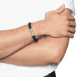 Chevron Bracelet in Black Rubber with Diamonds and Sterling Silver, 9mm
