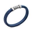 Chevron Bracelet  in Blue Rubber with Sterling Silver, 9mm