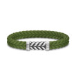 Chevron Bracelet in Green Rubber with Sterling Silver, 9mm