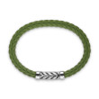 Chevron Bracelet in Green Rubber with Sterling Silver, 9mm