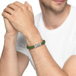 Chevron Bracelet in Green Rubber with Sterling Silver, 9mm