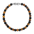 Spiritual Beads Alternating Bracelet in Sterling Silver with Black Onyx and Tigers Eye, 6mm