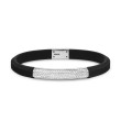 Streamline® Black Rubber Bracelet with Sterling Silver and Diamonds, 8mm