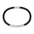 Streamline® Black Rubber Bracelet with Sterling Silver and Diamonds, 8mm