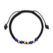 Fortune Woven Black Nylon Bracelet with Lapis, Black Onyx and 18K Yellow Gold