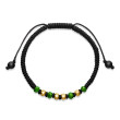 Fortune Woven Black Nylon Bracelet with Nephrite Jade, Black Onyx and 18K Yellow Gold