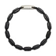 Sculpted Cable Woven Tile Bracelet in Black Titanium with Sterling Silver and Black Nylon, 8.5mm