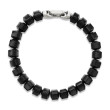 Spiritual Beads Bracelet in Sterling Silver with Black Onyx, 8mm