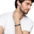Waves Black Nylon Woven Station Bracelet with Sterling Silver and 18K Yellow Gold, 15mm