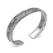 Waves Cuff Bracelet in Sterling Silver with 18K Yellow Gold, 12mm