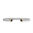 Cable Cuff Bracelet in Sterling Silver with 14K Yellow Gold and Black Onyx, 6mm