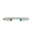 Cable Cuff Bracelet in Sterling Silver with 14K Yellow Gold and Green Onyx, 6mm