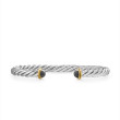 Cable Cuff Bracelet in Sterling Silver with 14K Yellow Gold and Hematine, 6mm