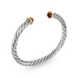 Cable Cuff Bracelet in Sterling Silver with 14K Yellow Gold and Red Tiger's Eye, 6mm