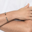 Cable Cuff Bracelet in Sterling Silver with 14K Yellow Gold and Red Tiger's Eye, 6mm