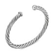 Cable Cuff Bracelet in Sterling Silver with Pavé Diamonds, 6mm