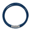 Chevron Triple Wrap Bracelet in Blue Leather with Sterling Silver, 3mm