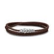 Chevron Triple Wrap Bracelet in Brown Leather with Sterling Silver, 3mm