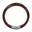 Chevron Triple Wrap Bracelet in Brown Leather with Sterling Silver, 3mm