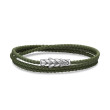 Chevron Triple Wrap Bracelet in Green Leather with Sterling Silver, 3mm