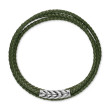 Chevron Triple Wrap Bracelet in Green Leather with Sterling Silver, 3mm